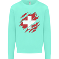 Torn Switzerland Flag Swiss Day Football Kids Sweatshirt Jumper Peppermint