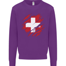 Torn Switzerland Flag Swiss Day Football Kids Sweatshirt Jumper Purple