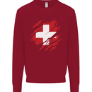Torn Switzerland Flag Swiss Day Football Kids Sweatshirt Jumper Red