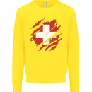 Torn Switzerland Flag Swiss Day Football Kids Sweatshirt Jumper Yellow