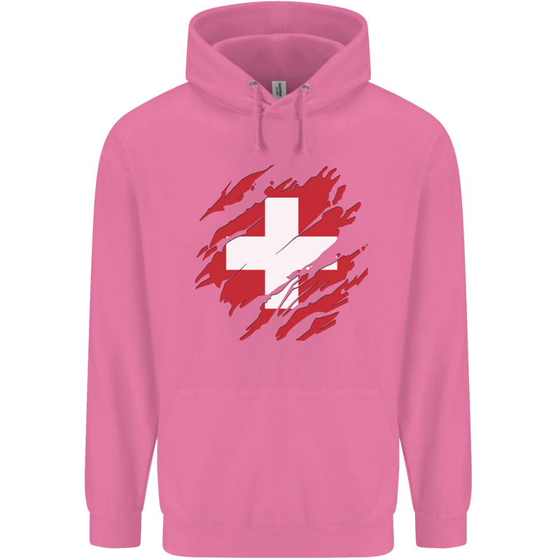 Torn Switzerland Flag Swiss Day Football Mens 80% Cotton Hoodie Azelea
