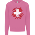 Torn Switzerland Flag Swiss Day Football Mens Sweatshirt Jumper Azalea