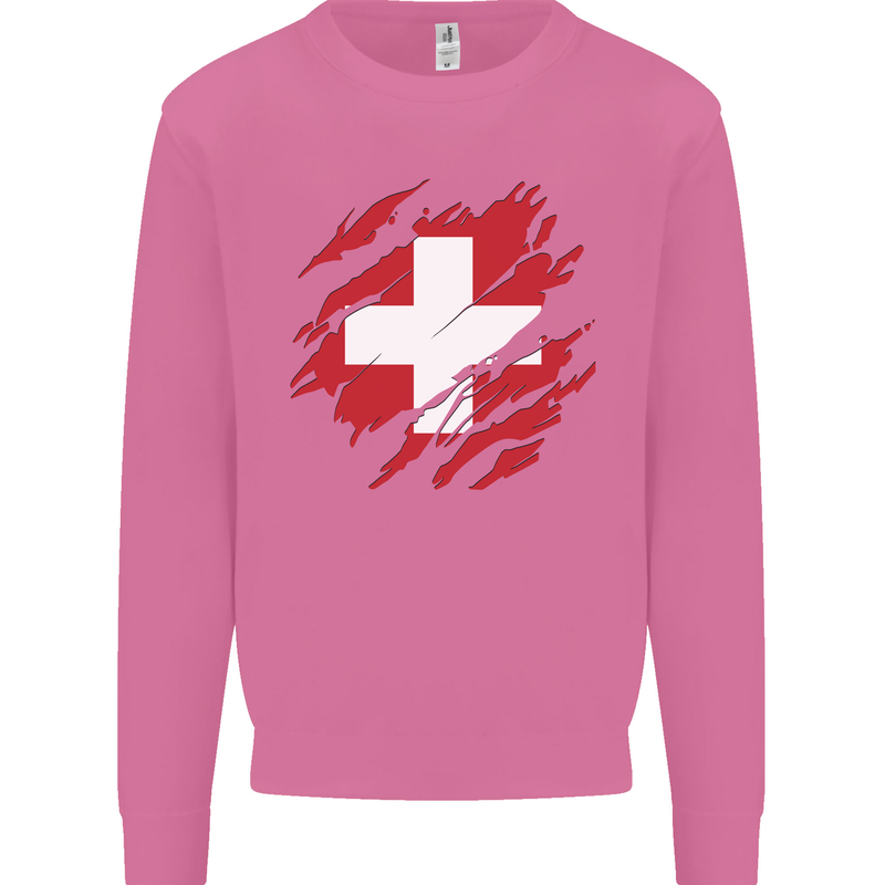 Torn Switzerland Flag Swiss Day Football Mens Sweatshirt Jumper Azalea