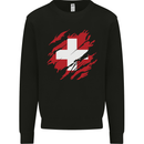 Torn Switzerland Flag Swiss Day Football Mens Sweatshirt Jumper Black