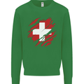 Torn Switzerland Flag Swiss Day Football Mens Sweatshirt Jumper Irish Green