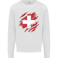 Torn Switzerland Flag Swiss Day Football Mens Sweatshirt Jumper White