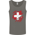 Torn Switzerland Flag Swiss Day Football Mens Vest Tank Top Charcoal