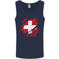 Torn Switzerland Flag Swiss Day Football Mens Vest Tank Top Navy Blue