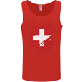 Torn Switzerland Flag Swiss Day Football Mens Vest Tank Top Red