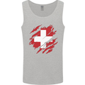 Torn Switzerland Flag Swiss Day Football Mens Vest Tank Top Sports Grey