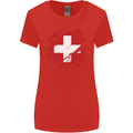 Torn Switzerland Flag Swiss Day Football Womens Wider Cut T-Shirt Red