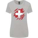 Torn Switzerland Flag Swiss Day Football Womens Wider Cut T-Shirt Sports Grey
