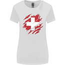 Torn Switzerland Flag Swiss Day Football Womens Wider Cut T-Shirt White