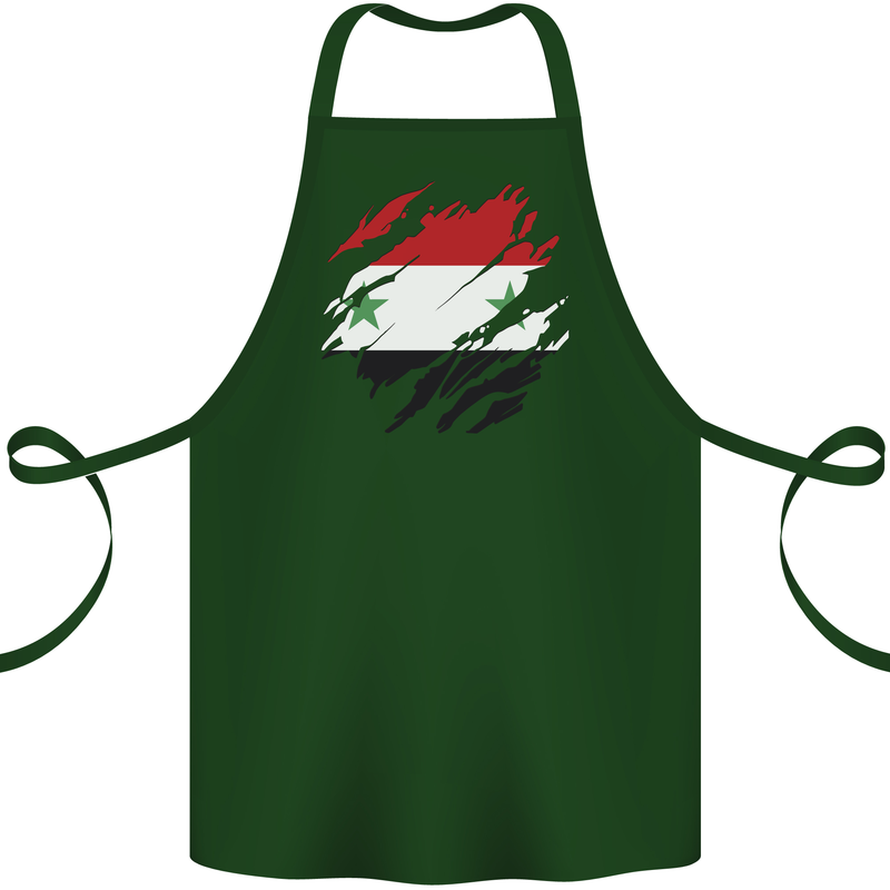 Torn Syria Flag Syrian Day Football Cotton Apron 100% Organic Forest Green