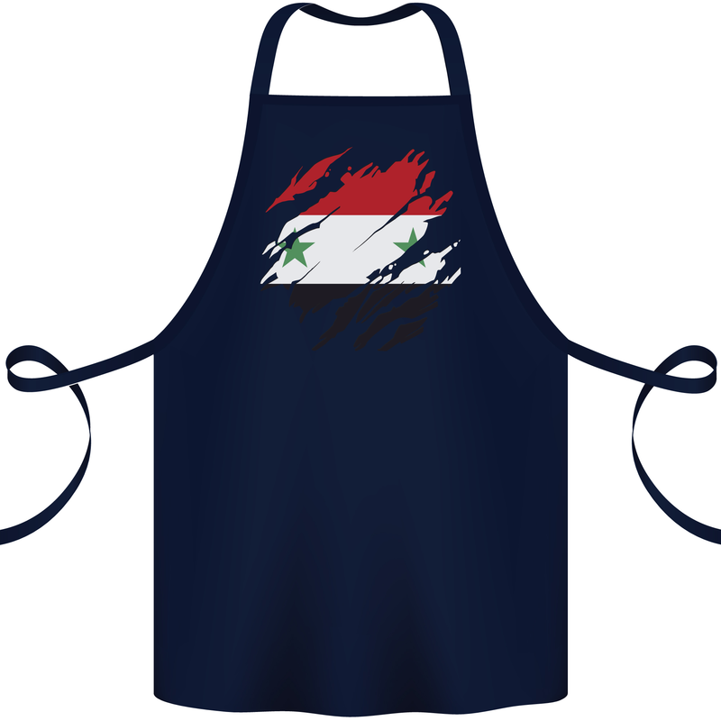 Torn Syria Flag Syrian Day Football Cotton Apron 100% Organic Navy Blue