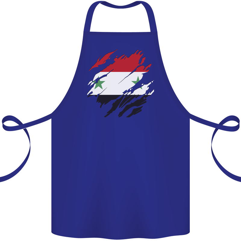 Torn Syria Flag Syrian Day Football Cotton Apron 100% Organic Royal Blue