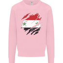 Torn Syria Flag Syrian Day Football Kids Sweatshirt Jumper Light Pink