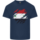 Torn Syria Flag Syrian Day Football Kids T-Shirt Childrens Navy Blue