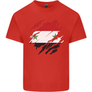 Torn Syria Flag Syrian Day Football Kids T-Shirt Childrens Red