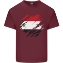 Torn Syria Flag Syrian Day Football Mens Cotton T-Shirt Tee Top Maroon