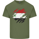 Torn Syria Flag Syrian Day Football Mens Cotton T-Shirt Tee Top Military Green