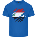 Torn Syria Flag Syrian Day Football Mens Cotton T-Shirt Tee Top Royal Blue