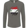 Torn Syria Flag Syrian Day Football Mens Long Sleeve T-Shirt Charcoal