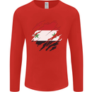 Torn Syria Flag Syrian Day Football Mens Long Sleeve T-Shirt Red
