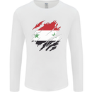 Torn Syria Flag Syrian Day Football Mens Long Sleeve T-Shirt White