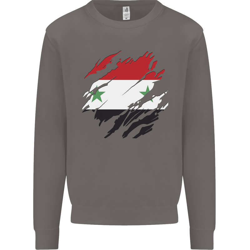 Torn Syria Flag Syrian Day Football Mens Sweatshirt Jumper Charcoal