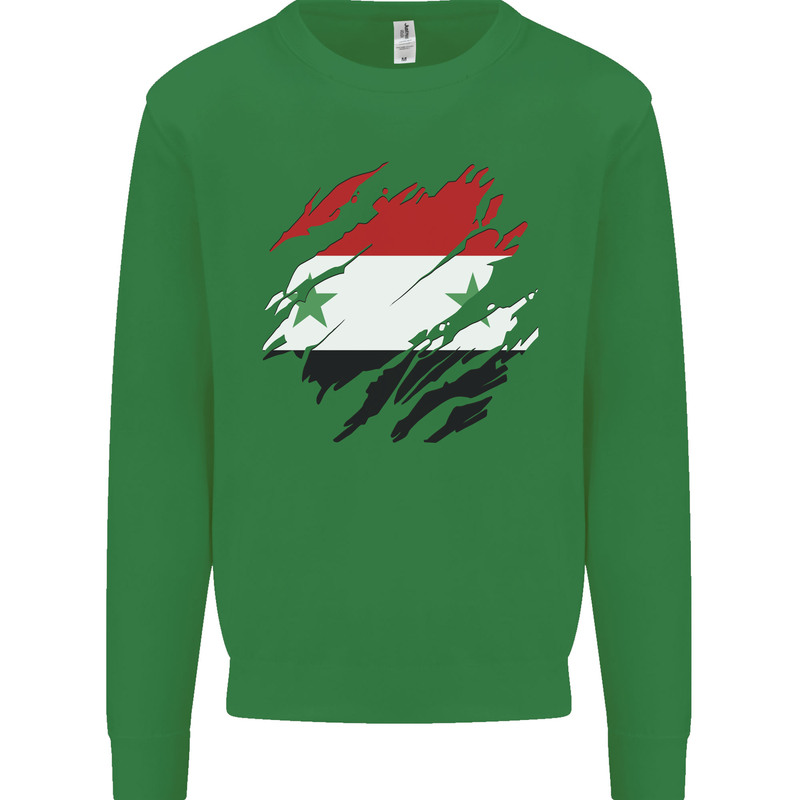 Torn Syria Flag Syrian Day Football Mens Sweatshirt Jumper Irish Green