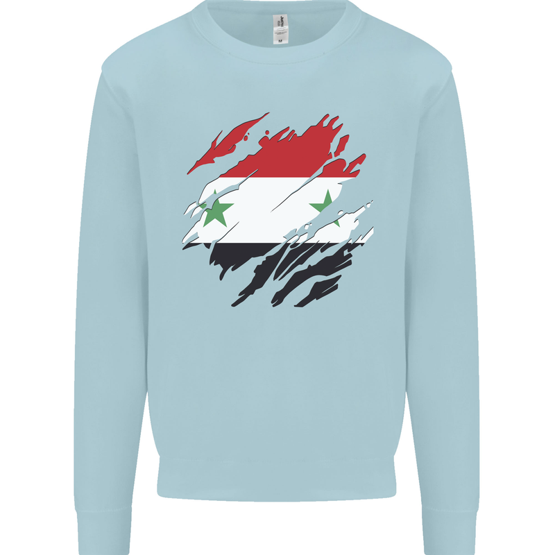 Torn Syria Flag Syrian Day Football Mens Sweatshirt Jumper Light Blue
