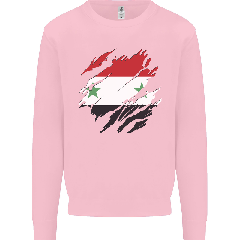 Torn Syria Flag Syrian Day Football Mens Sweatshirt Jumper Light Pink