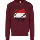 Torn Syria Flag Syrian Day Football Mens Sweatshirt Jumper Maroon