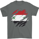 Torn Syria Flag Syrian Day Football Mens T-Shirt 100% Cotton Charcoal