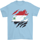 Torn Syria Flag Syrian Day Football Mens T-Shirt 100% Cotton Light Blue