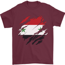 Torn Syria Flag Syrian Day Football Mens T-Shirt 100% Cotton Maroon