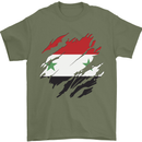 Torn Syria Flag Syrian Day Football Mens T-Shirt 100% Cotton Military Green