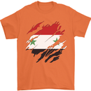 Torn Syria Flag Syrian Day Football Mens T-Shirt 100% Cotton Orange