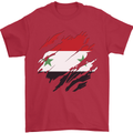Torn Syria Flag Syrian Day Football Mens T-Shirt 100% Cotton Red