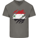 Torn Syria Flag Syrian Day Football Mens V-Neck Cotton T-Shirt Charcoal