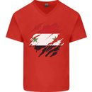 Torn Syria Flag Syrian Day Football Mens V-Neck Cotton T-Shirt Red