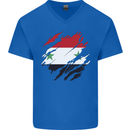 Torn Syria Flag Syrian Day Football Mens V-Neck Cotton T-Shirt Royal Blue