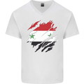 Torn Syria Flag Syrian Day Football Mens V-Neck Cotton T-Shirt White