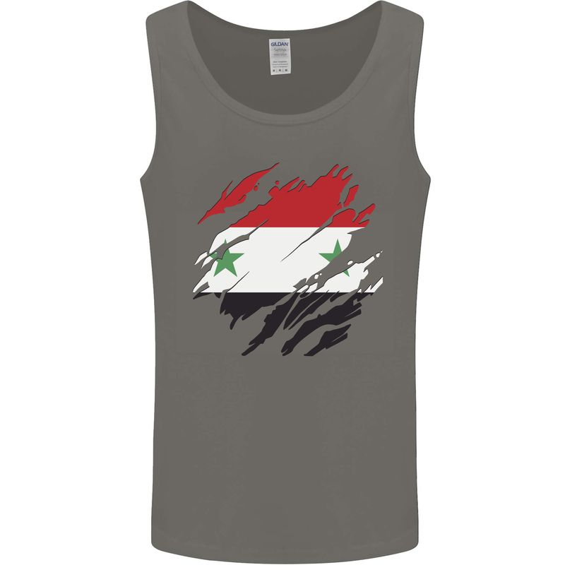Torn Syria Flag Syrian Day Football Mens Vest Tank Top Charcoal