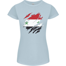 Torn Syria Flag Syrian Day Football Womens Petite Cut T-Shirt Light Blue