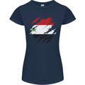 Torn Syria Flag Syrian Day Football Womens Petite Cut T-Shirt Navy Blue