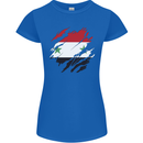 Torn Syria Flag Syrian Day Football Womens Petite Cut T-Shirt Royal Blue
