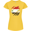 Torn Syria Flag Syrian Day Football Womens Petite Cut T-Shirt Yellow