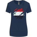 Torn Syria Flag Syrian Day Football Womens Wider Cut T-Shirt Navy Blue